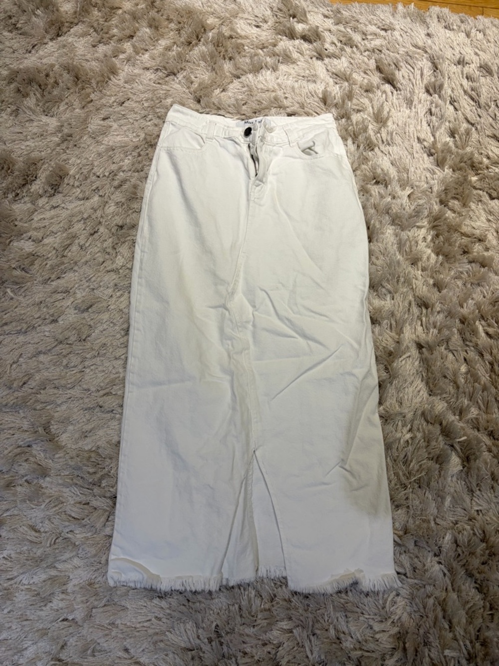 Miss Lola White Maxi Skirt with Front Slit